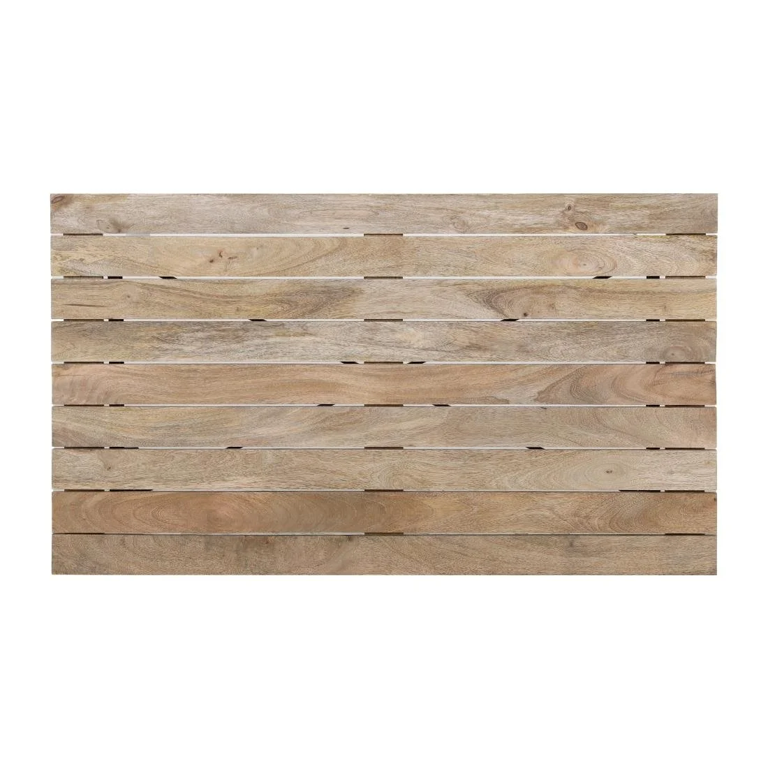 Bolero Bistro Dining Table Slatted Mango Wood Top Black 1200mm - Image 4