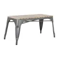 Bolero Bistro Indoor Bench Slatted Mango Wood & Gunmetal Frame 850mm (2 Pack) - Image 1
