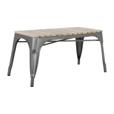Bolero Bistro Indoor Bench Slatted Mango Wood & Gunmetal Frame 850mm (2 Pack)