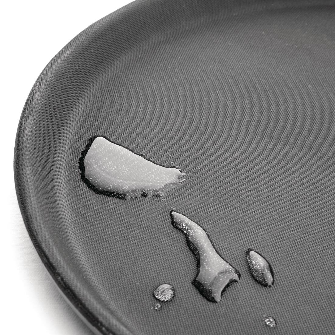 Kristallon Plastic Round Anti Slip Tray Black 16 in
