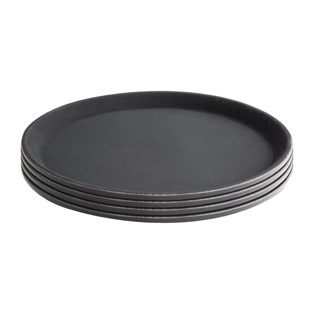 Kristallon Fibreglass Round Non Slip Tray Black 16 in