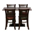 Turin Dining Table with 4 Manhattan Chairs in Dark Walnut with Bison Cedar - Image 1
