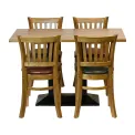 Turin Dining Table with 4 Manhattan Chairs in Weathered Oak with Shetland Sea - Image 1