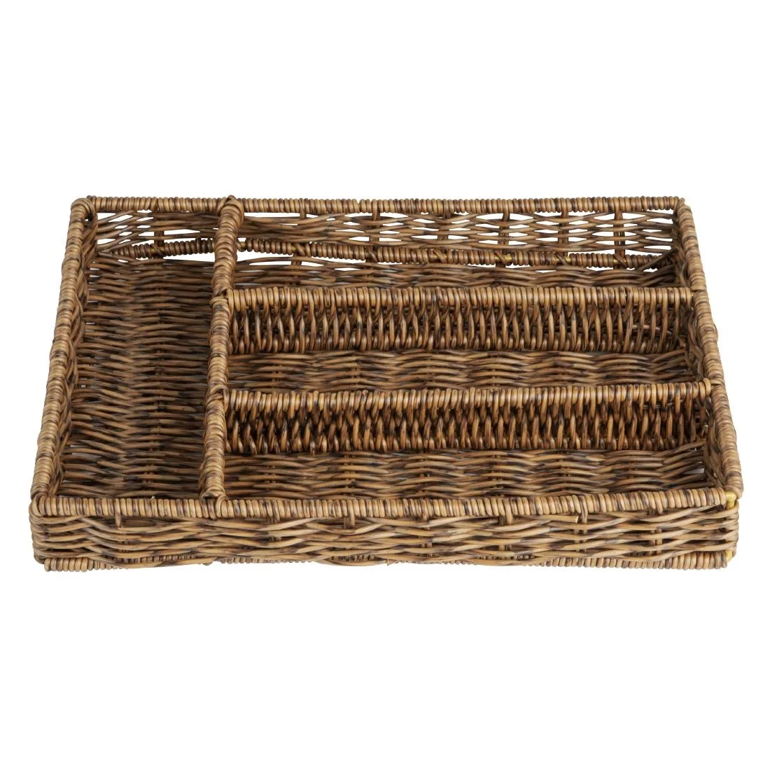 Olympia Polywicker Cutlery Organiser Dark Brown 340x250mm - Image 1