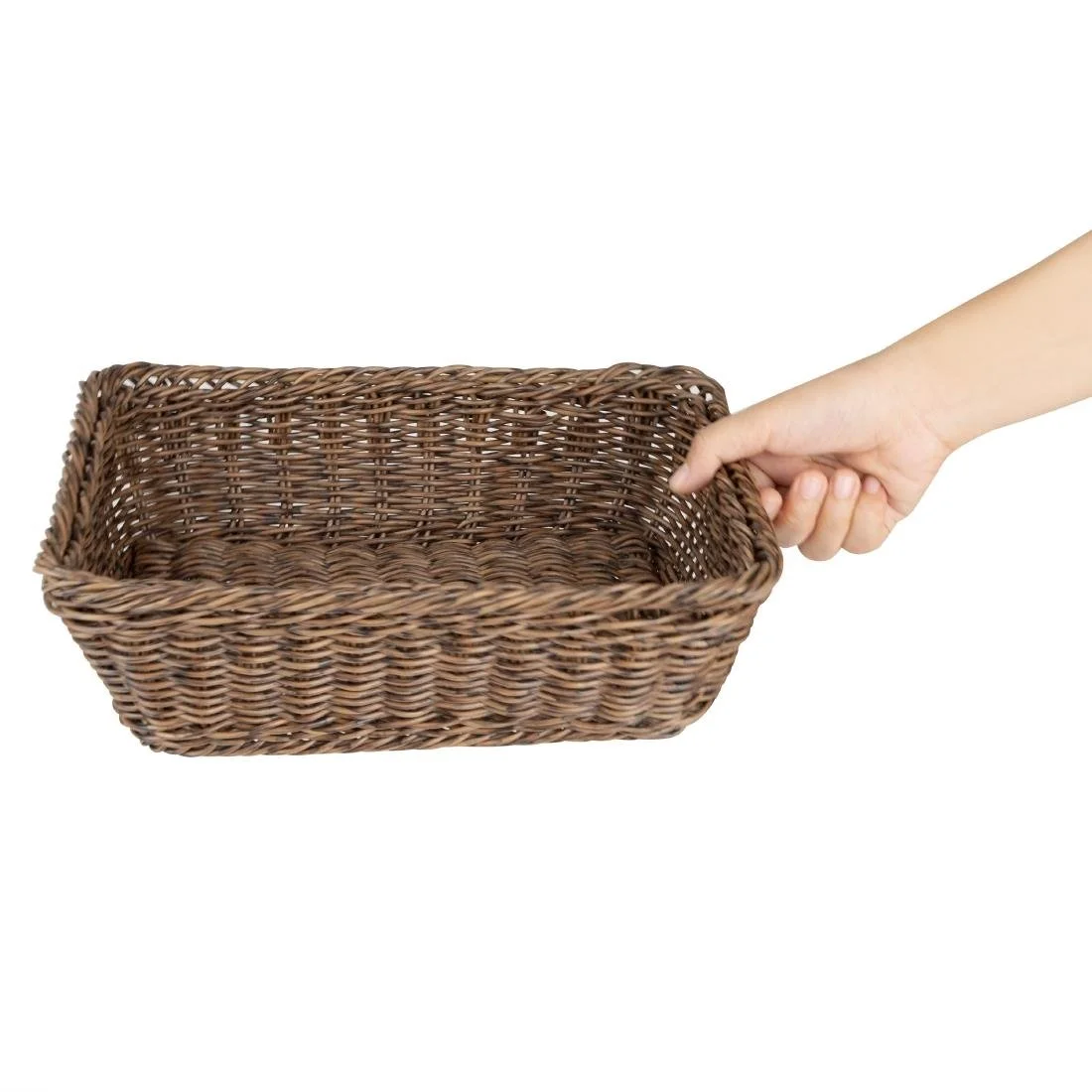 Olympia Polywicker Rectangular Basket Dark Brown 300x230mm - Image 5