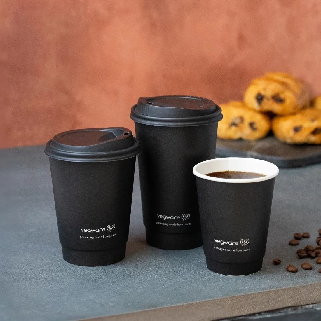 Vegware Double Wall Hot Cups Black 12oz (500 Pack) - Image 2