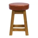 Everyday Wessex Weathered Oak Low Stool with Bison Tan Seat (2 Pack) - Image 1