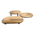 Olympia Mango Wood Round Display Stand with Legs 300x80mm - Image 3
