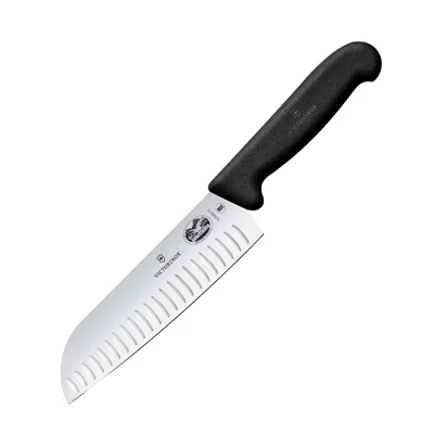 Victorinox Fibrox Fluted Santoku Knife Black 17cm - Image 1