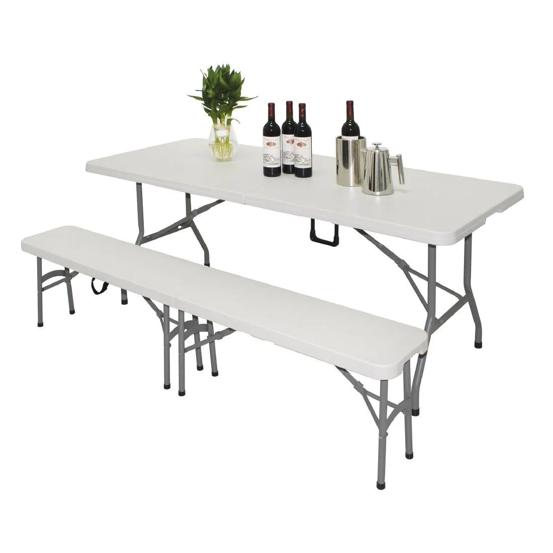 Bolero Rectangular Centre Folding Table 6ft White - Image 5