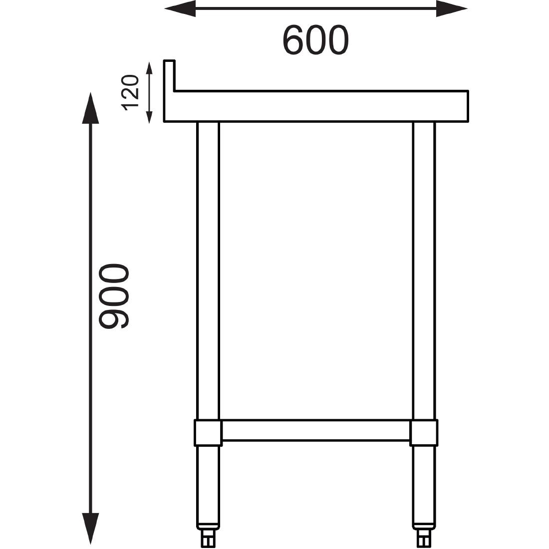 Vogue Stainless Steel Prep Table with Upstand 600mm