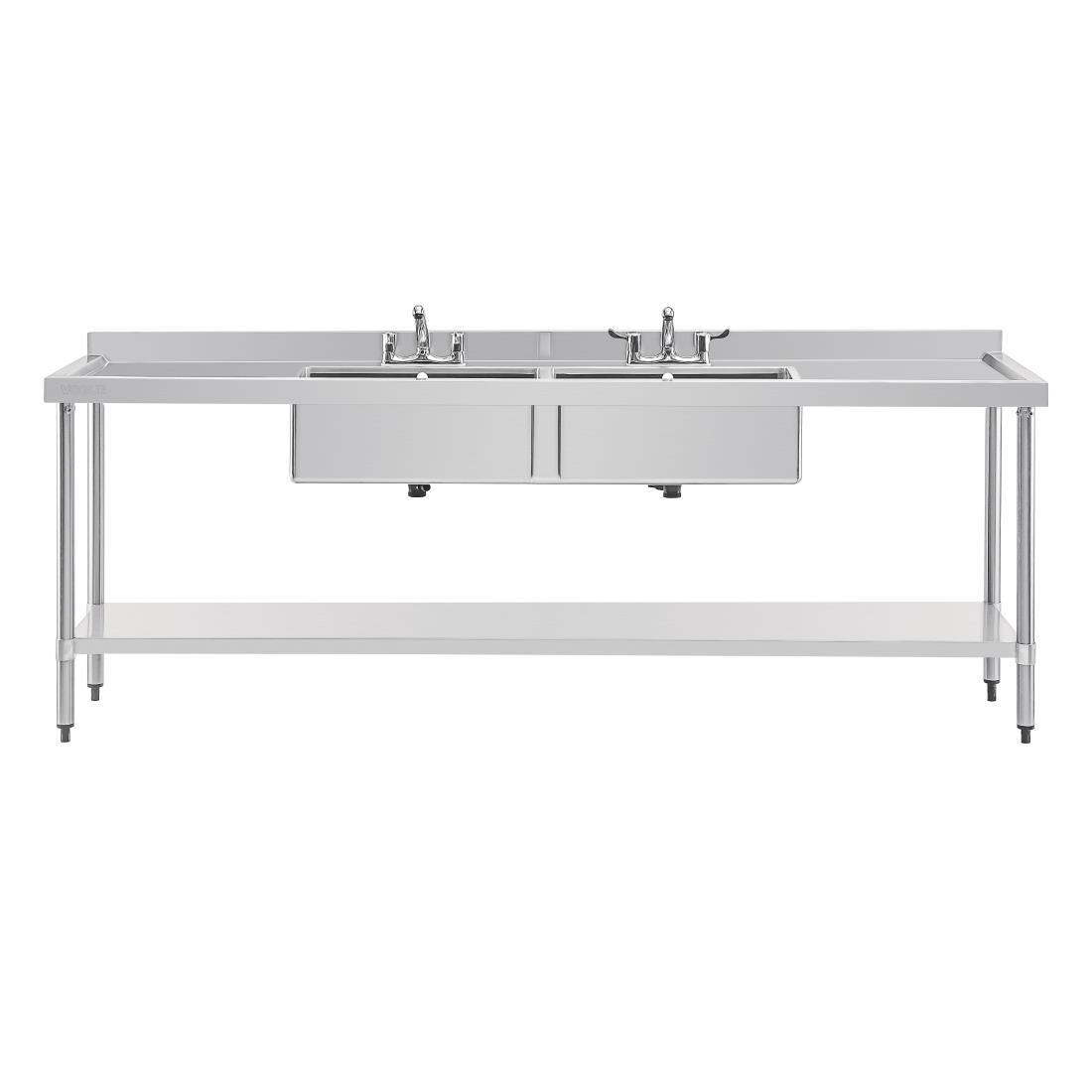 Vogue Stainless Steel Sink Double Bowl and Double Drainer 2400mm