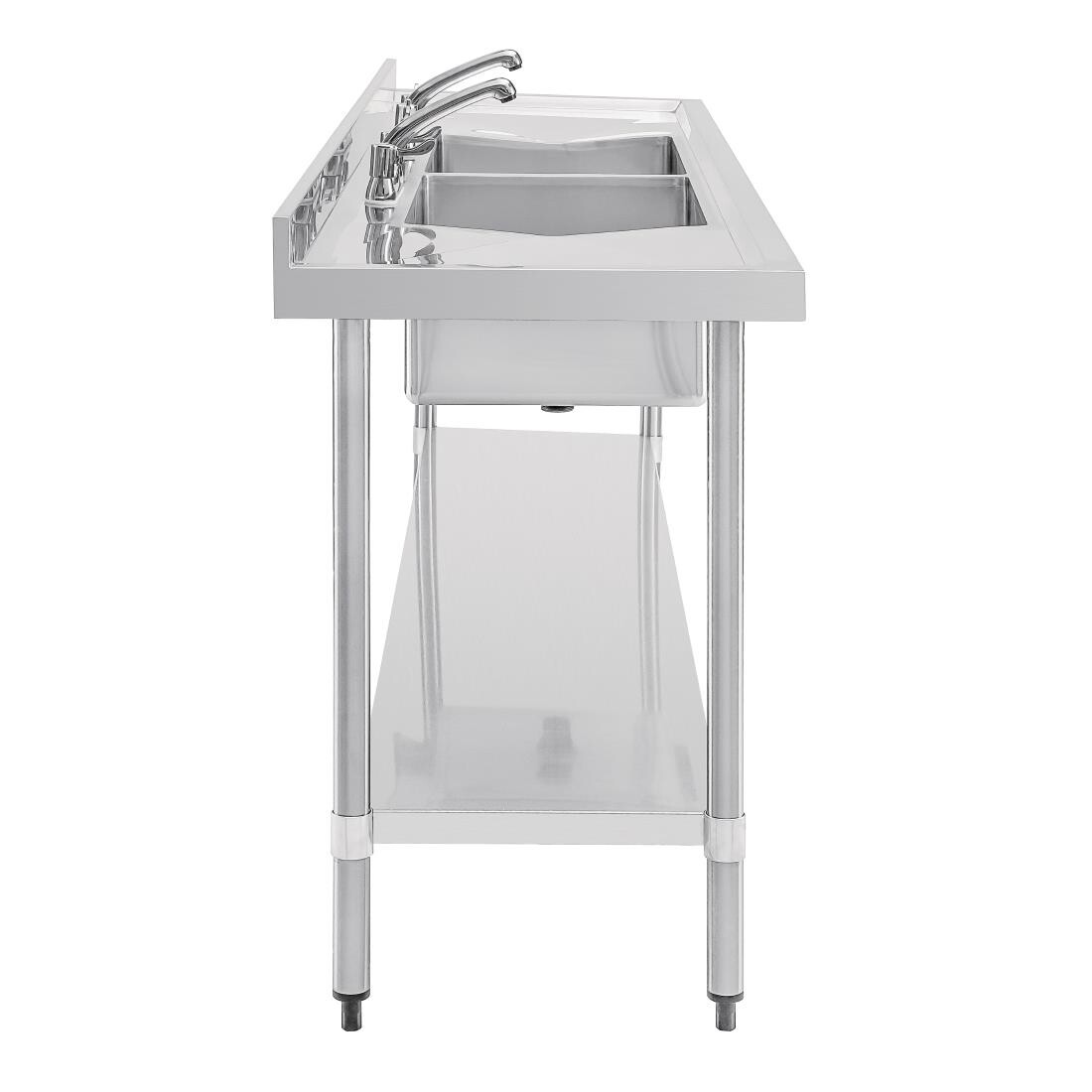 Vogue Stainless Steel Sink Double Bowl and Double Drainer 2400mm