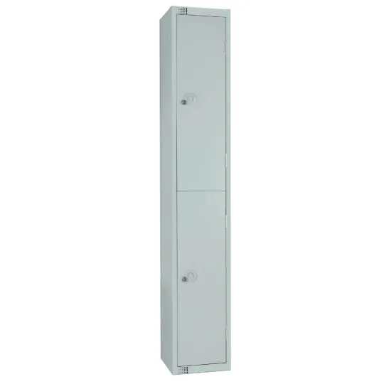 Elite Double Door Camlock Locker with Sloping Top Grey