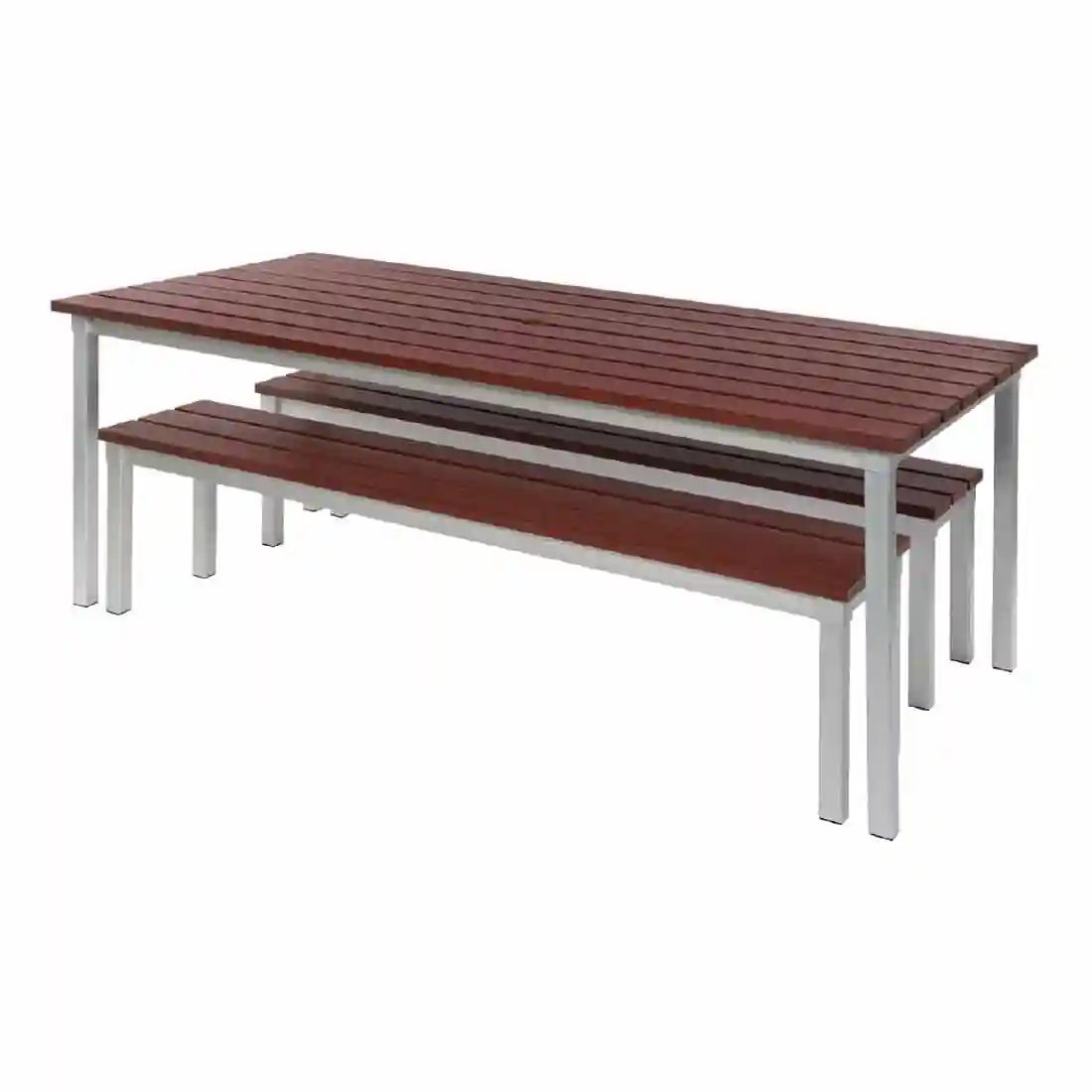 Enviro Outdoor Walnut Effect Faux Wood Table 1800mm - Image 3