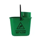 2Work Plastic Mop Bucket with Wringer 15 Litre Green CNT00066 - Image 1