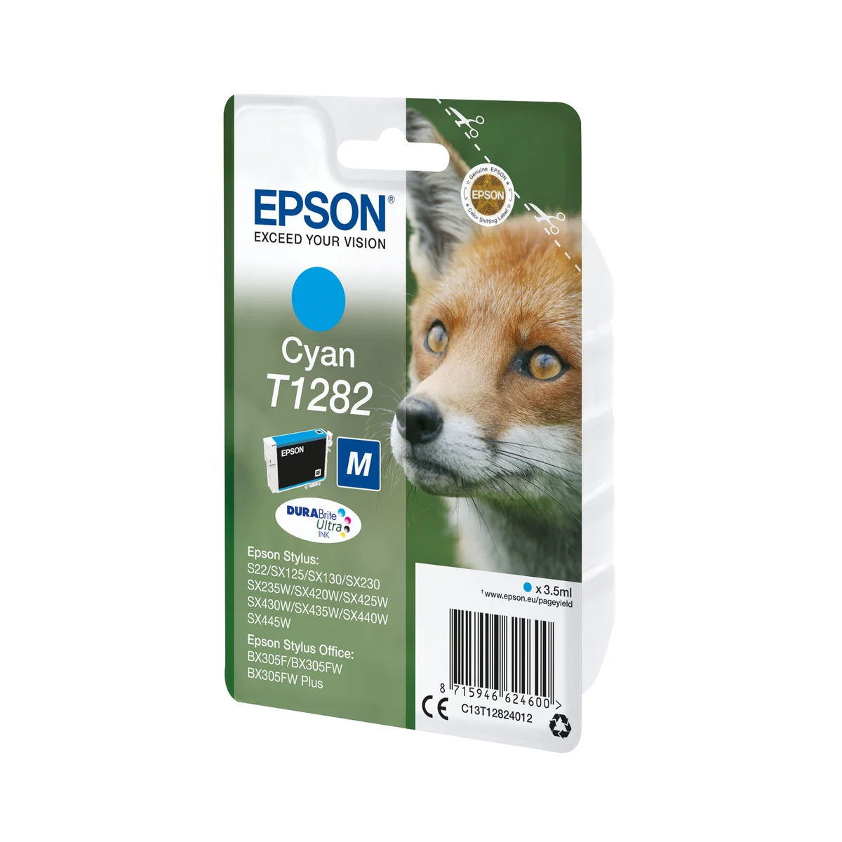 Epson T1282 Fox DURABrite Ultra Ink Cartridge Cyan C13T12824012 - Image 2