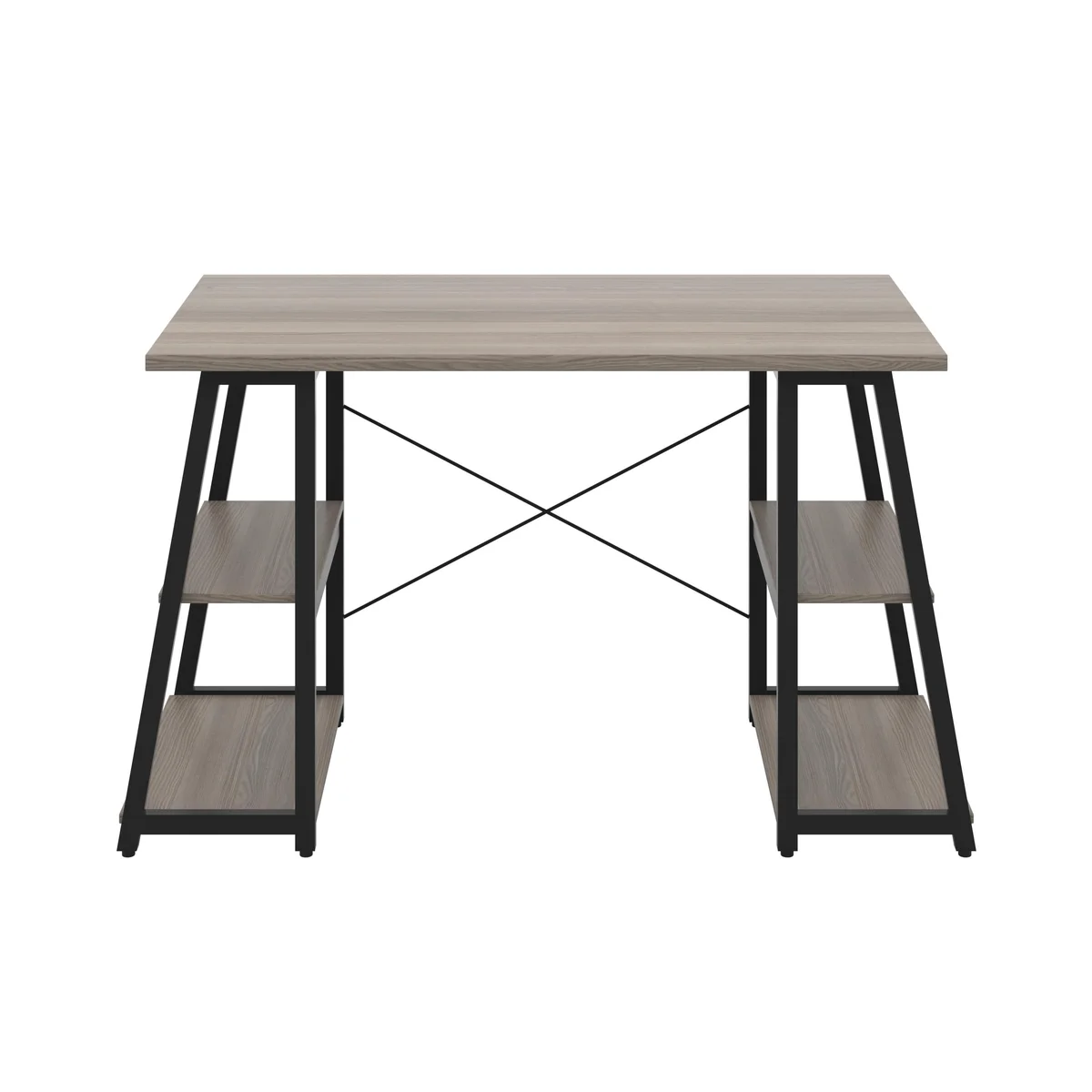 5 Star Strivo A/Frame Desk with Shelves Grey Oak/Black FS646682 - Image 2