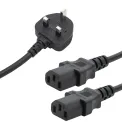 connektgear 2.5m Mains Splitter Cable Plug to 2 C13 Sockets 27-0115B - Image 1