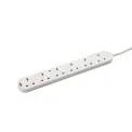 connektgear UK 6-Way Mains Power Surge Protected Extension Block 2m 27-6020s - Image 1