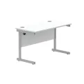 Astin Rectangular Single Upright Cantilever Desk 1200x600x730mm Arctic White/Silver KF803507 - Image 1