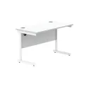 Astin Rectangular Single Upright Cantilever Desk 1200x600x730mm Arctic White/Arctic White KF803578 - Image 1