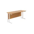Jemini Rectangular Cantilever Desk 1600x600x730mm Nova Oak/White KF806523 - Image 1
