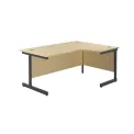 Jemini Radial Right Hand Single Upright Cantilever Desk 1600x1200x730mm Maple/Black KF819721 - Image 1