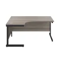 Jemini Radial Left Hand Single Upright Cantilever Desk 1800x1200x730mm Grey Oak/Black KF819783 - Image 1