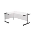 Jemini Radial Left Hand Single Upright Cantilever Desk 1800x1200x730mm White/Black KF819813 - Image 1