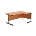 Jemini Radial Right Hand Single Upright Cantilever Desk 1800x1200x730mm Beech/Black KF819820 - Image 1