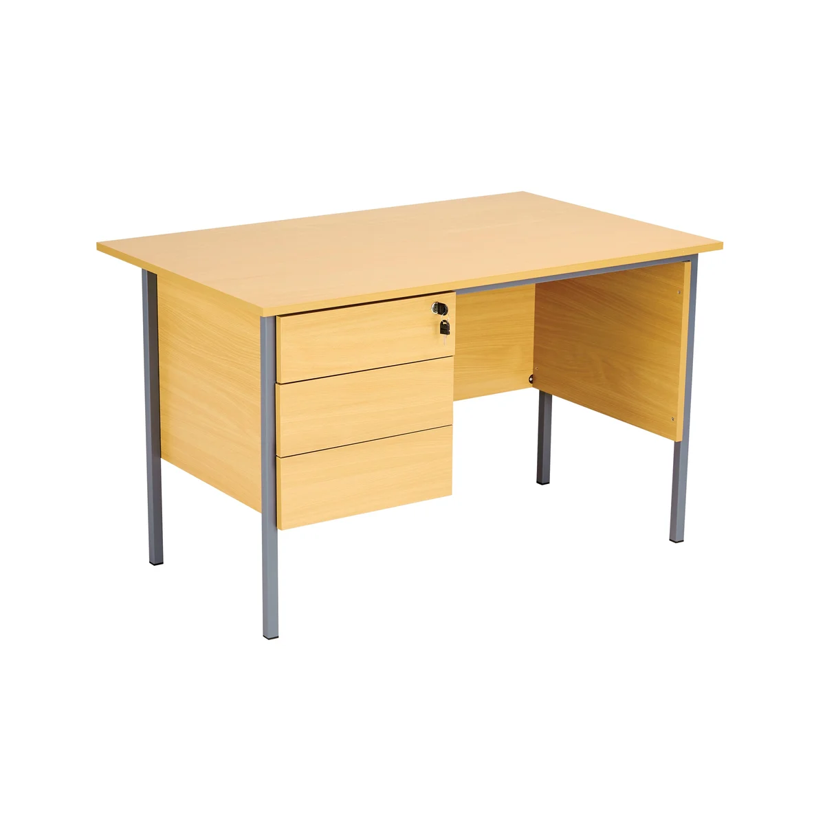5 Star Modara Rectangular Desk with 3 Drawer Fixed Pedestal 1200x750x730mm Oak KF838374 - Image 1
