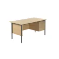 5 Star Modara Rectangular Desk with 2 Drawer Fixed Pedestal 1500x750x730mm Oak KF838376 - Image 1