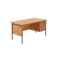 5 Star Modara Rectangular Desk with 3 Drawer Fixed Pedestal 1500x750x730mm Beech KF838377 - Image 1