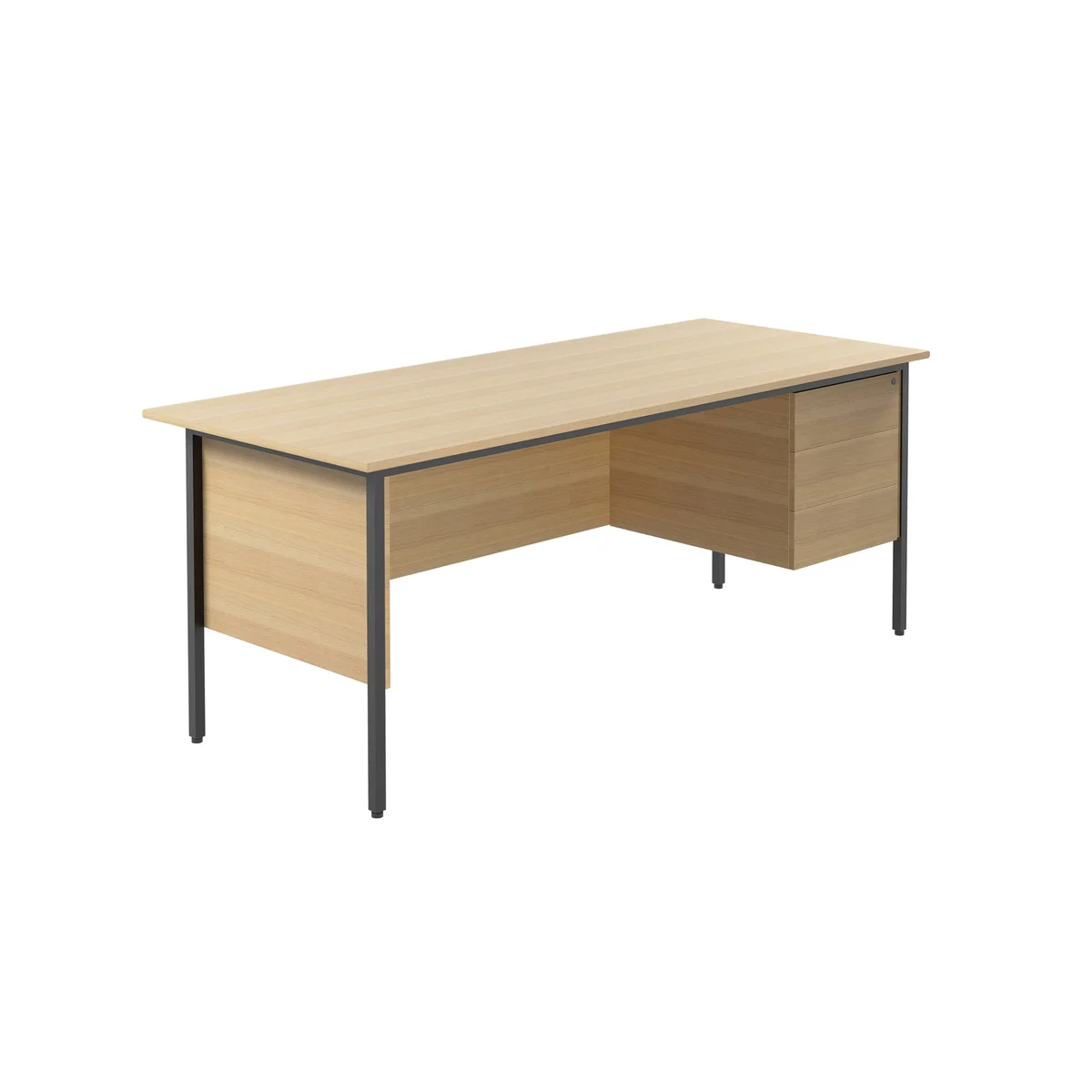 5 Star Modara Rectangular Desk with 3 Drawer Fixed Pedestal 1800x750x730mm Oak KF838811 - Image 1