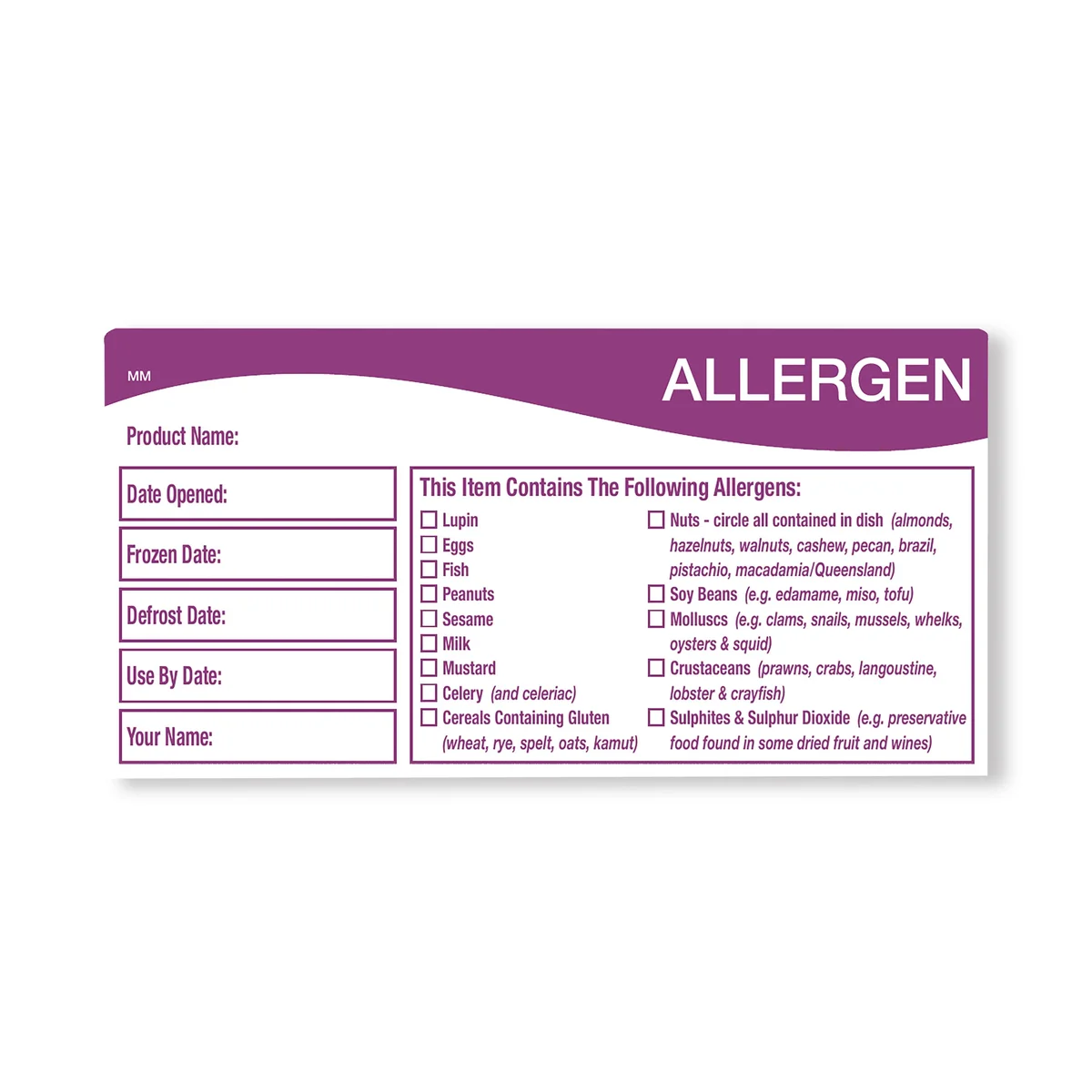 MyCafe Use By Shelf Life Allergen Label 51x101mm (Pack of 1000) MYC10628 - Image 1