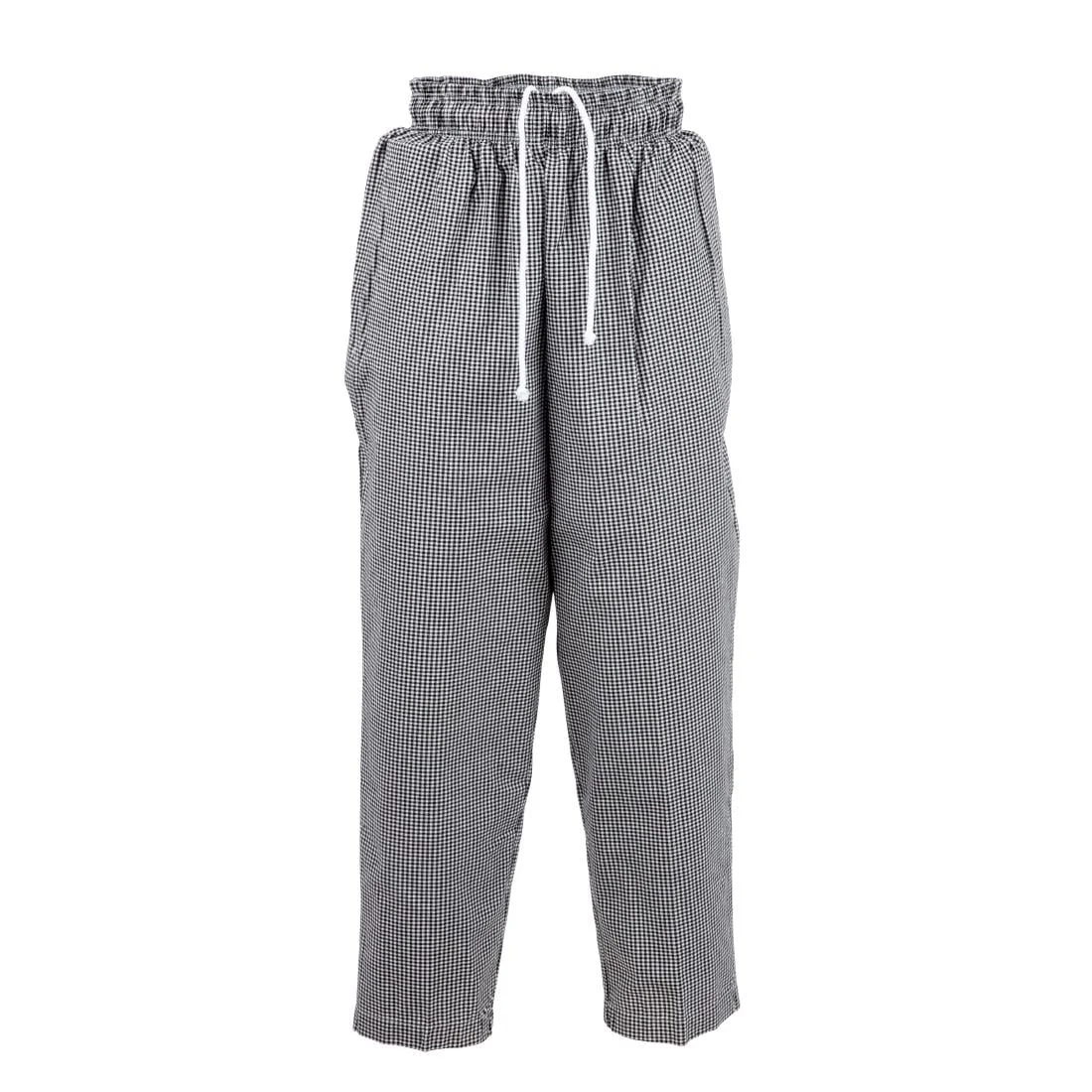 Chef Works Essential Baggy Pants Small Black Check - Image 1
