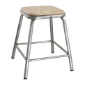 Bolero Galvanised Steel Low Stools with Wooden Seatpad (Pack of 4) - Image 1