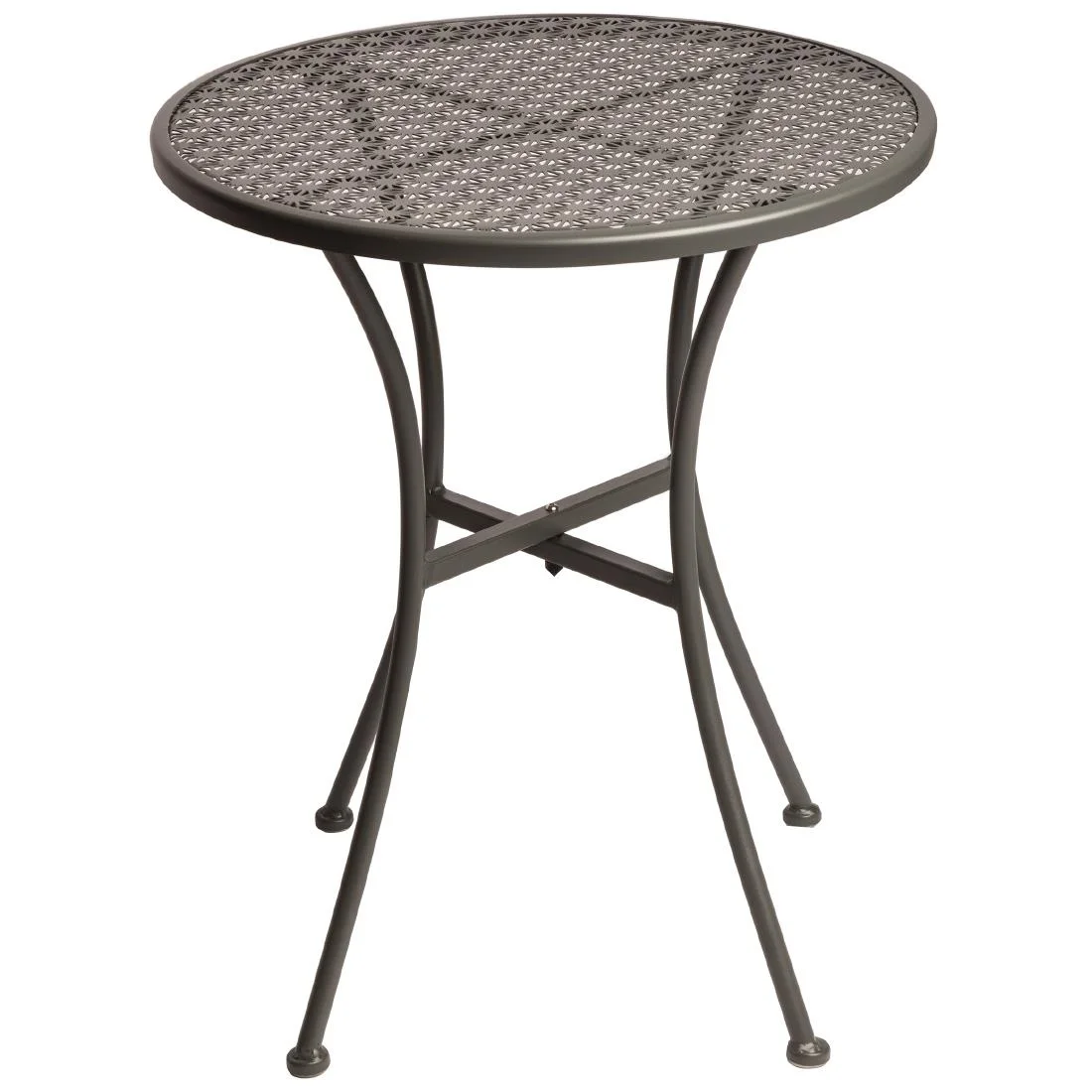 Bolero Round Steel Patterned Bistro Table Grey 600mm - Image 1