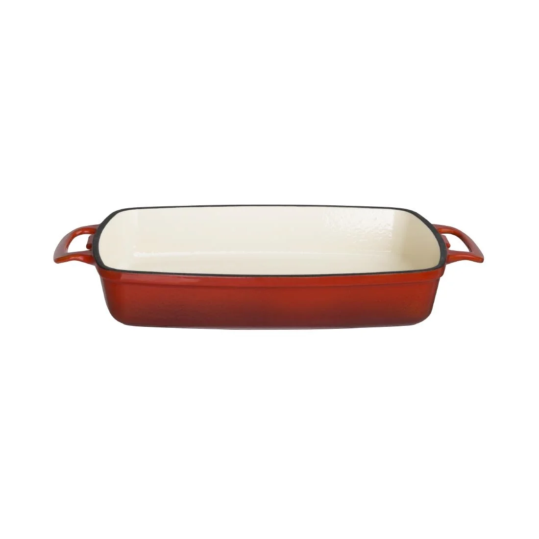 Vogue Red Rectangular Cast Iron Dish 2.8Ltr - Image 1