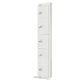 Elite Five Door Coin Return Locker with Sloping Top White - Image 1