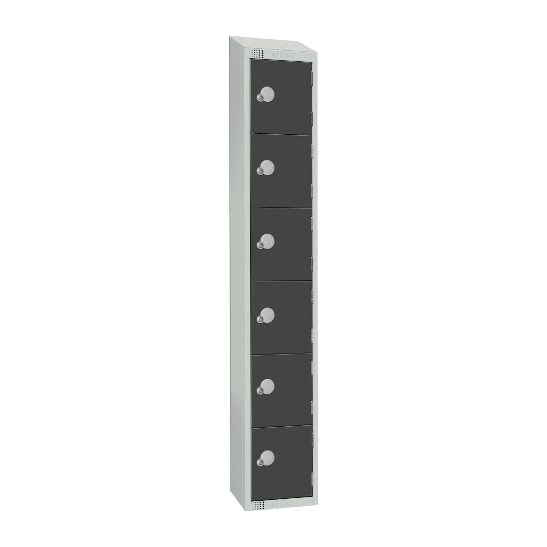 Elite Six Door Camlock Locker with Sloping Top Graphite Grey - Image 1