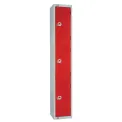Elite Three Door Manual Combination Locker Locker Red - Image 1