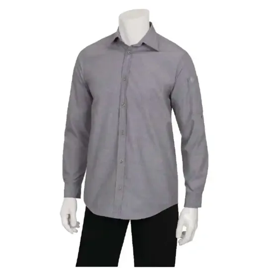 Chef Works Chambray Mens Long Sleeve Shirt Grey M