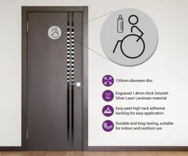Disabled & Baby Change Toilet Door Symbol Left 150mm