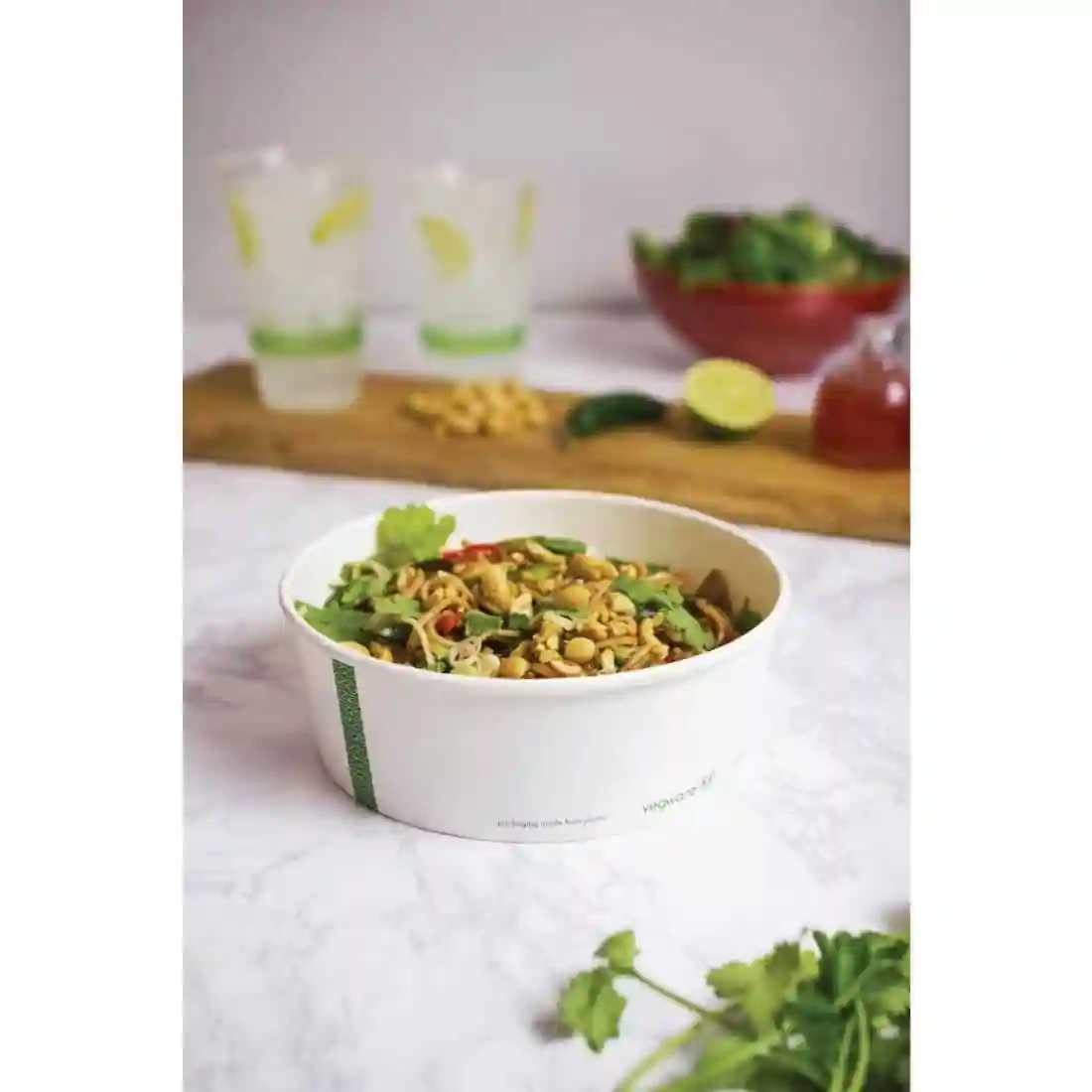 Vegware 185-Series Compostable Bon Appetit Wide PLA-lined Paper Food Bowls 32oz (Pack of 300) - Image 8
