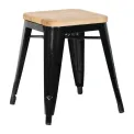 Bolero Bistro Low Stools with Wooden Seat Pad Black (Pack of 4) - Image 1