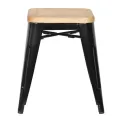 Bolero Bistro Low Stools with Wooden Seat Pad Black (Pack of 4) - Image 2