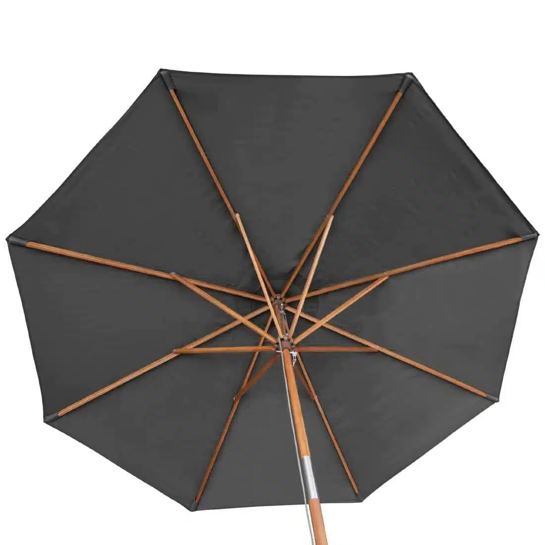Rowlinson Willington Wooden Parasol Grey 2.7m with Base 15kg - Image 4