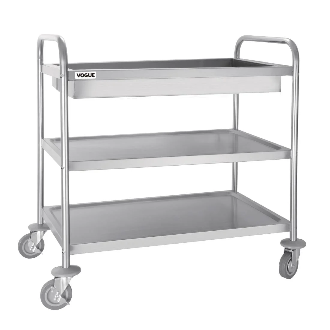 Vogue Stainless Steel 3 Tier Deep Tray Clearing Trolley - Image 1